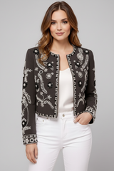 Crystal Embellished Crop Jacket