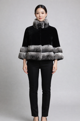 Black Sheared Mink and Chinchilla Fur Trim