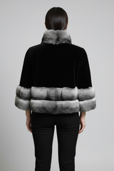 Black Sheared Mink and Chinchilla Fur Trim