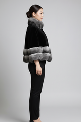 Black Sheared Mink and Chinchilla Fur Trim