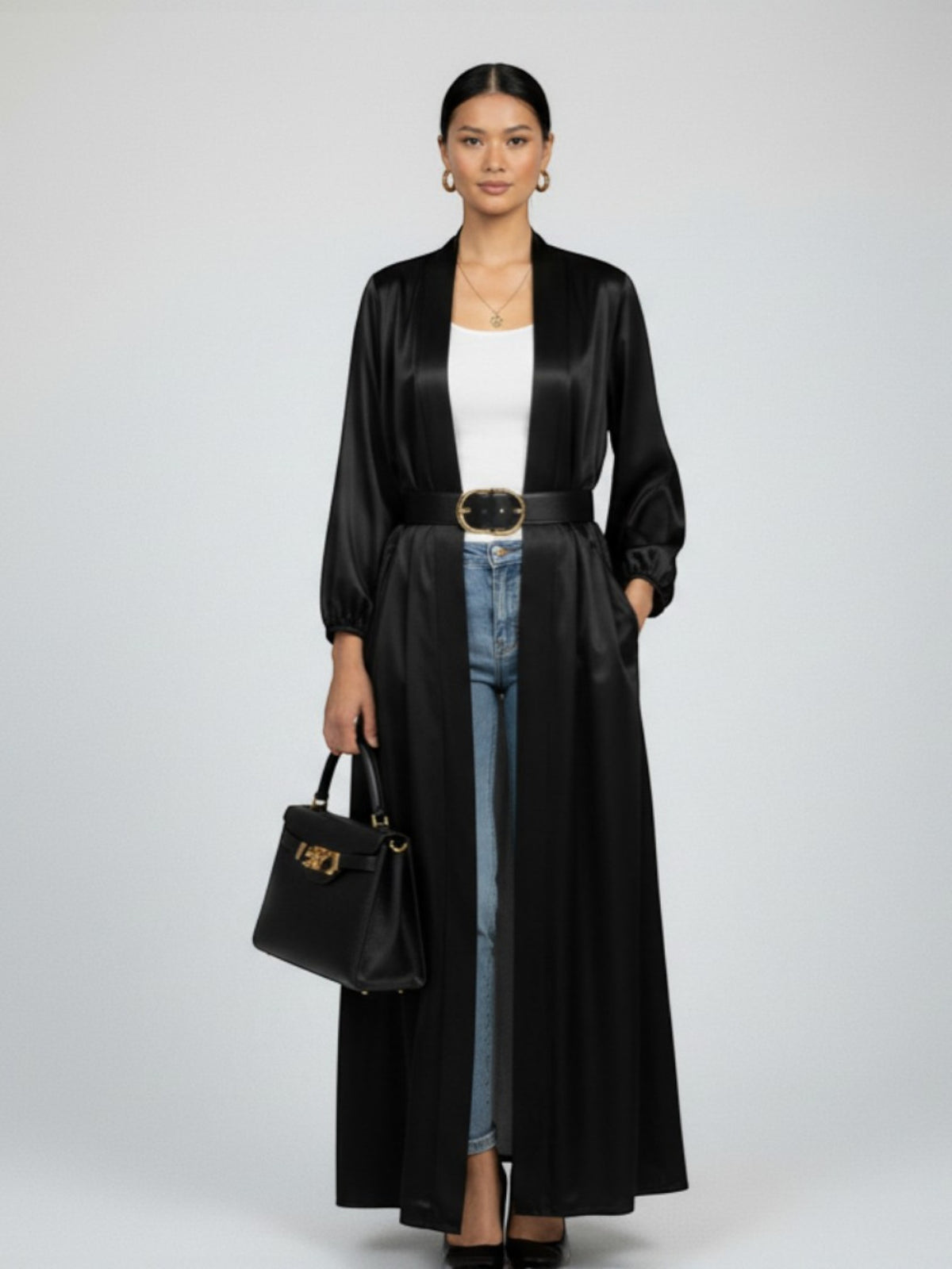 Black Satin Abaya