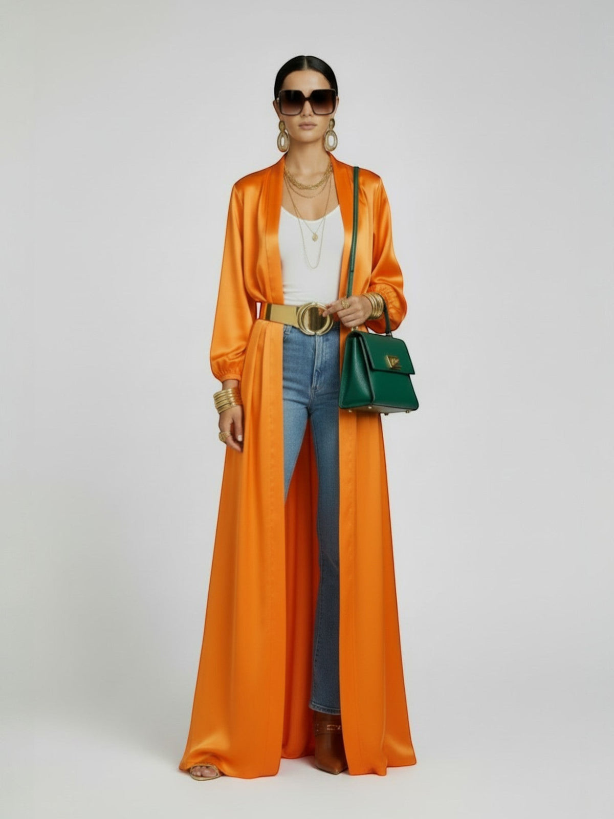 Orange Satin Abaya