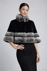Black Sheared Mink and Chinchilla Fur Trim