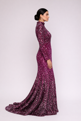 Fuschia Ombre Sequin Mermaid Gown