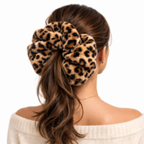 Leopard Faux Fur Oversized Scrunchie