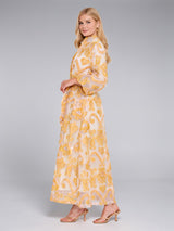Golden Baroque Sheer Wrap Dress