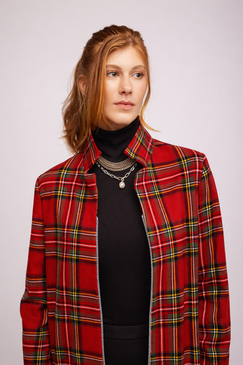 Red Tartan Plaid Coat