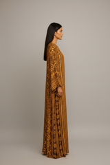 Printed Silk Kaftan Maxi Dress - Gold