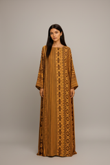 Printed Silk Kaftan Maxi Dress - Wine