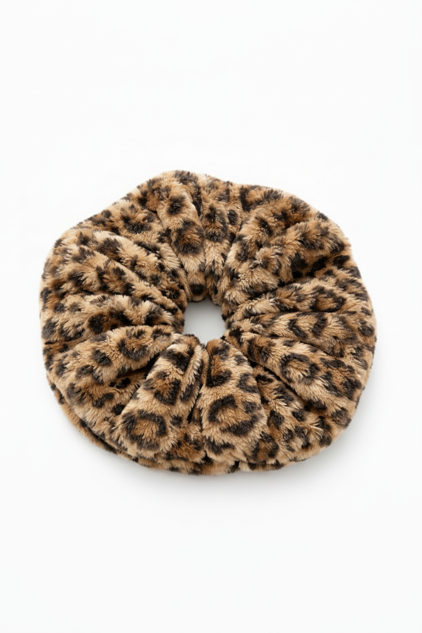 Leopard Faux Fur Oversized Scrunchie
