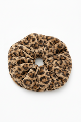 Leopard Faux Fur Oversized Scrunchie
