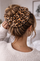 Leopard Faux Fur Oversized Scrunchie
