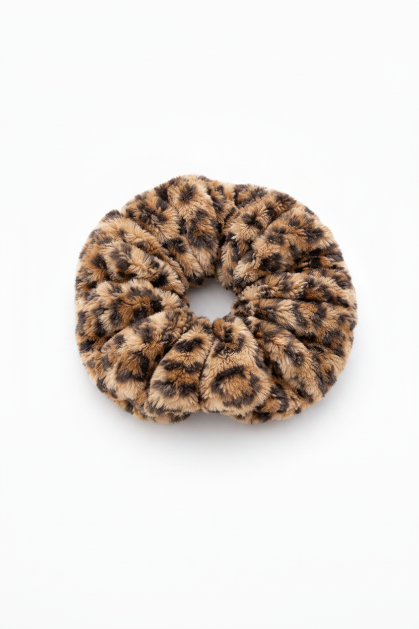 Leopard Faux Fur Scrunchie