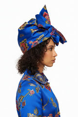 Blue Floral Brocade Turbana