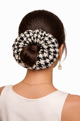 Houndstooth Cream Boucle Oversized Scrunchie