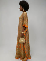 PEACH PAISLEY SILK KAFTAN