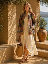 IMPERIAL MOSAIC SILK JACKET — GOLD TRIM