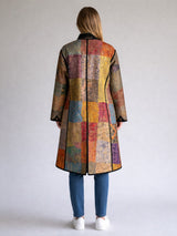 IMPERIAL MOSAIC SILK MID COAT— NOIR TRIM