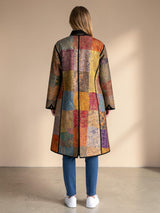 IMPERIAL MOSAIC SILK MID COAT— NOIR TRIM