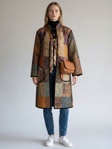 IMPERIAL MOSAIC SILK MID COAT— NOIR TRIM