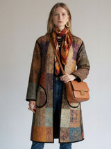 IMPERIAL MOSAIC SILK MID COAT— NOIR TRIM