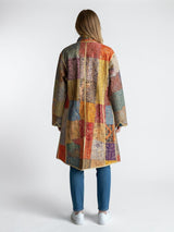 IMPERIAL MOSAIC SILK MID COAT— GOLD TRIM