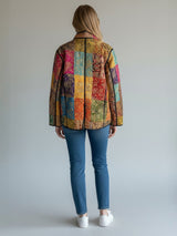 IMPERIAL MOSAIC SILK JACKET — NOIR TRIM