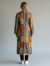 IMPERIAL MOSAIC SILK LONG COAT— GOLD TRIM