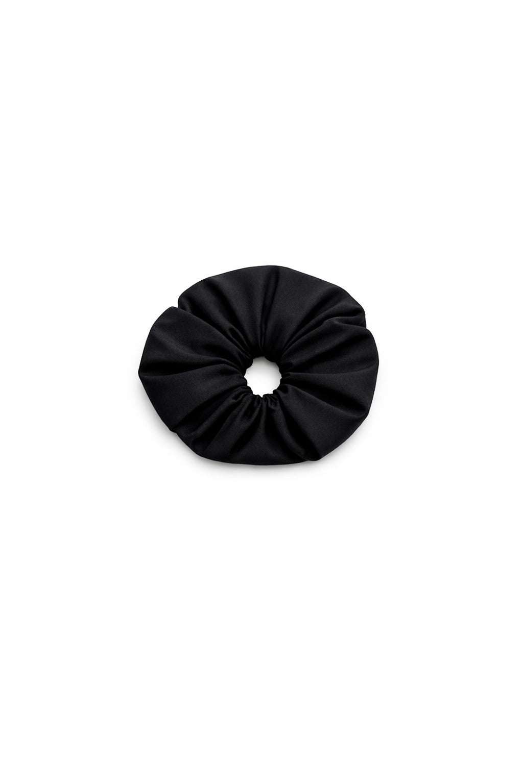 ALBANA New York black ponte fabric scrunchie with a voluminous, sophisticated design for polished hairstyles.