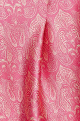 ALBANA New York rose pink silk tunic with cream paisley print and symmetrical panel design.