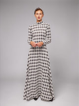Knit Houndstooth A-line Maxi Dress