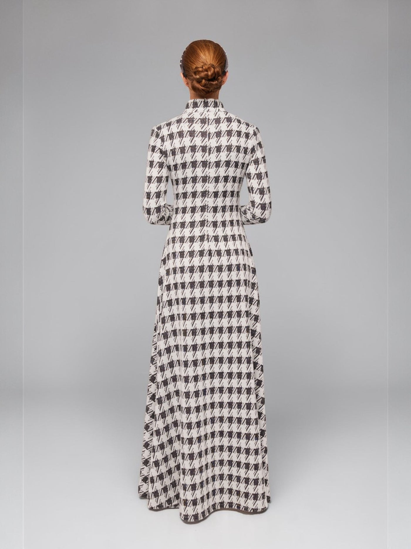 Knit Houndstooth A-line Maxi Dress – ALBANA New York Knit Houndstooth A-line Maxi Dress – ALBANA New York