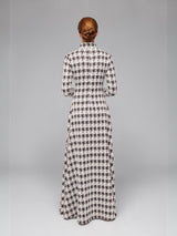 Knit Houndstooth A-line Maxi Dress