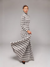 Knit Houndstooth A-line Maxi Dress