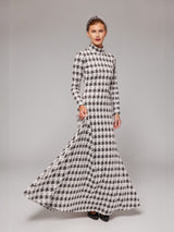 Knit Houndstooth A-line Maxi Dress