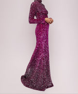 Fuschia Ombre Sequin Mermaid Gown