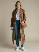 IMPERIAL MOSAIC SILK MID COAT— NOIR TRIM