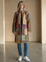 IMPERIAL MOSAIC SILK MID COAT— NOIR TRIM