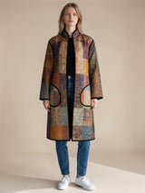 IMPERIAL MOSAIC SILK MID COAT— NOIR TRIM