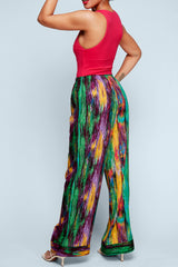 Color Stripes Wide Leg Pants