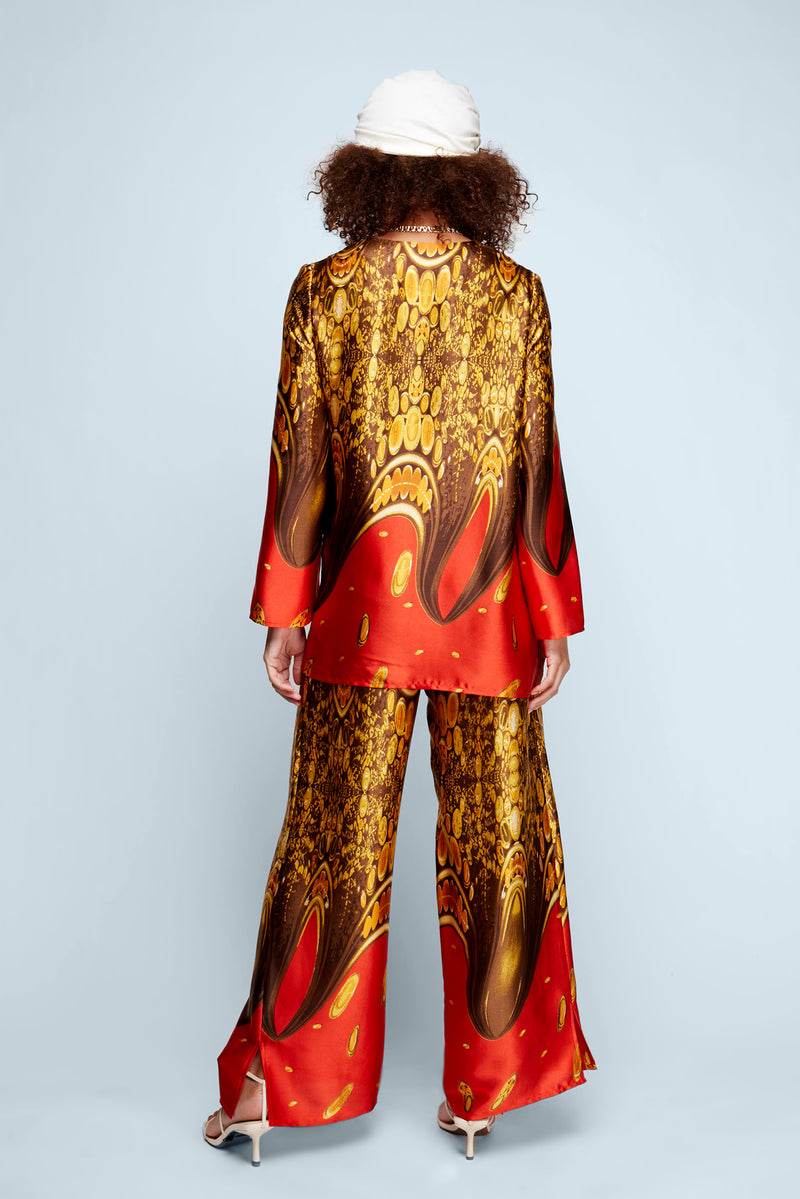 Peacock Red Satin Tunic