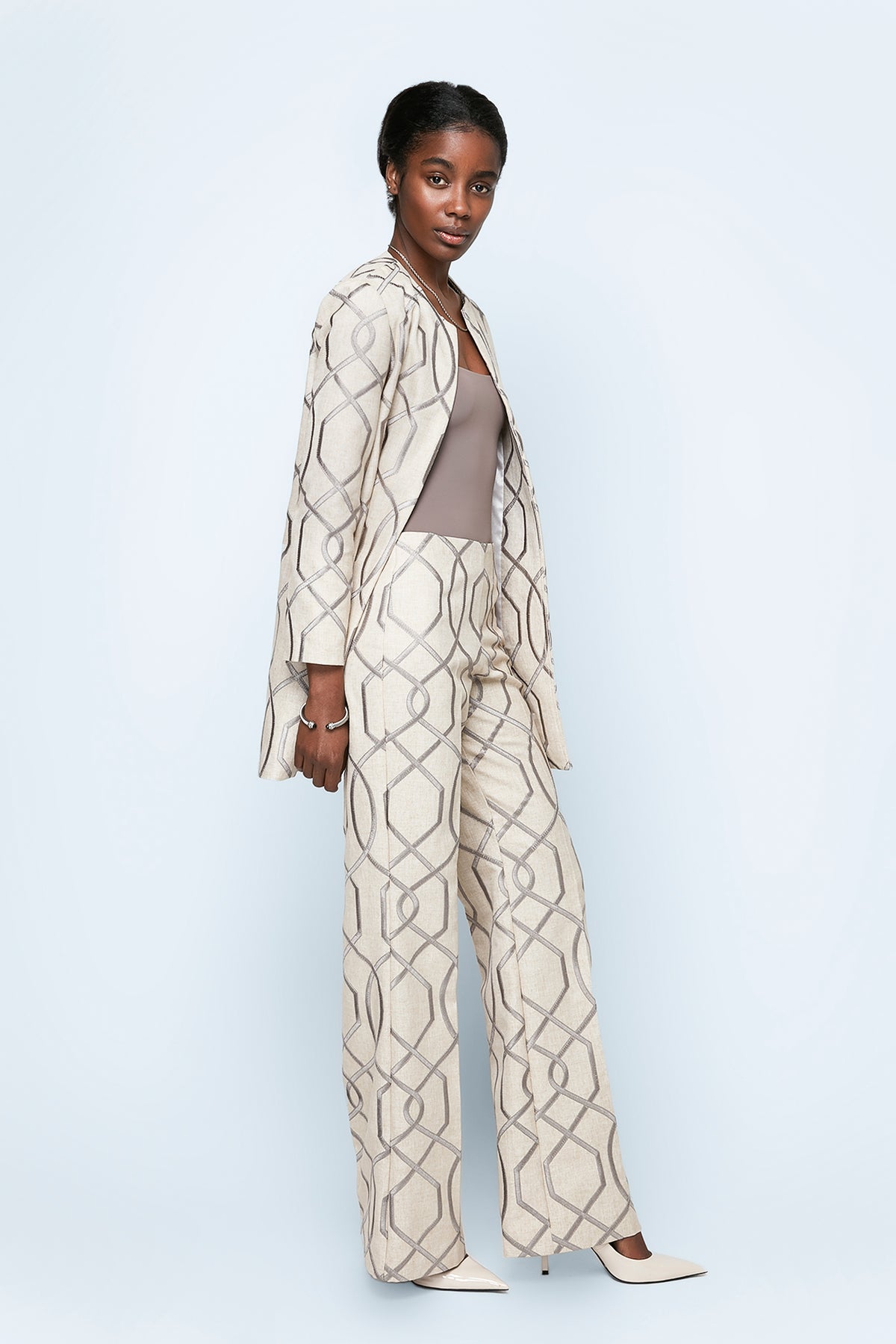 Silver Baroque Flare Pants