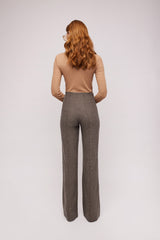 Tweed Herringbone Flare Pant