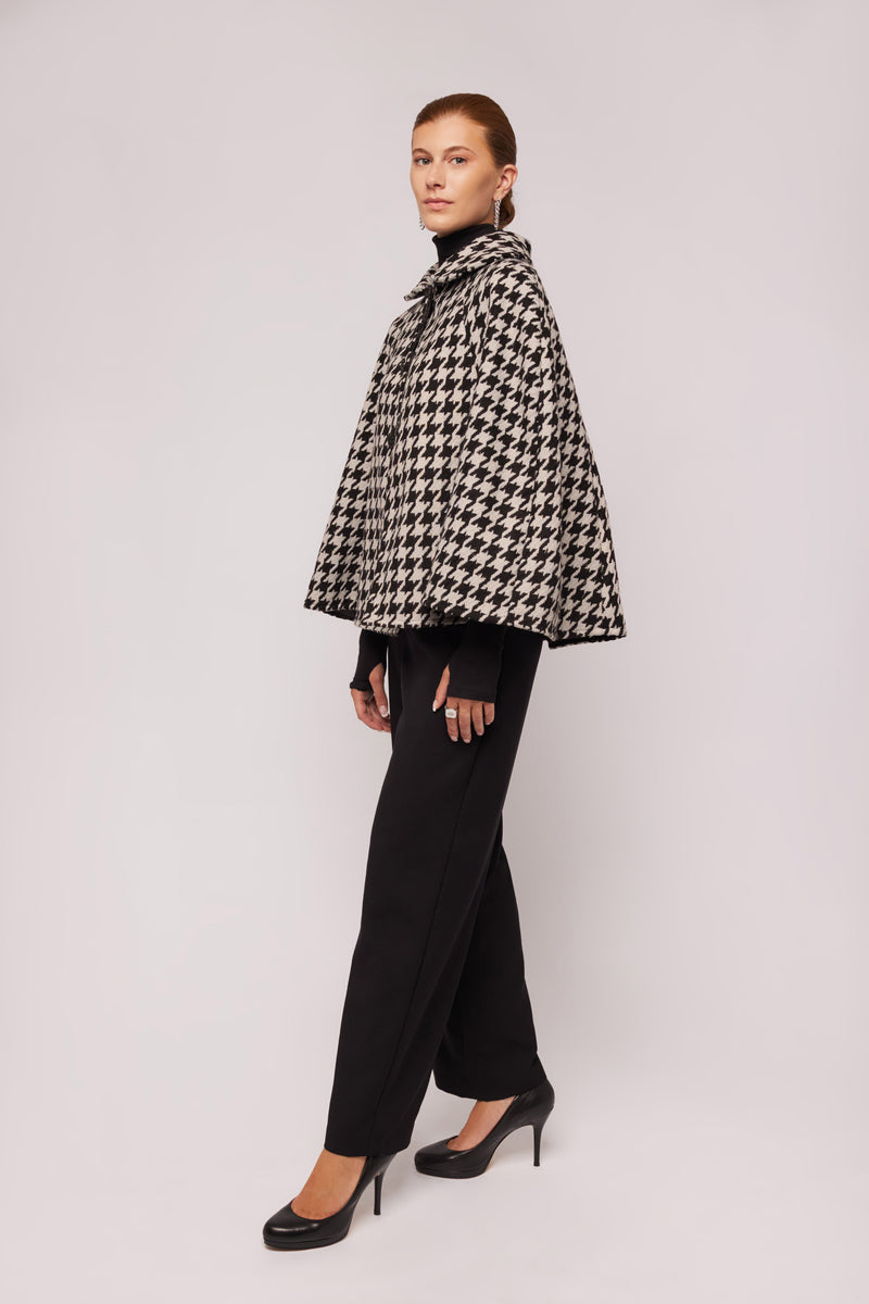 Houndstooth Wool Cape