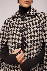 Houndstooth Wool Cape
