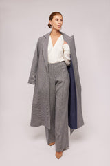 Black Houndstooth Wool Coat