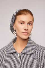 Navy Houndstooth Wool Turbini