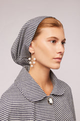 Navy Houndstooth Wool Turbini