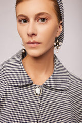 Navy Houndstooth Wool Turbini