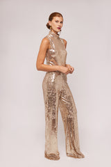 Gold Sequin Sleeveless Blouse